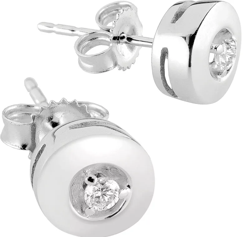 Brilliant Star timanttikorvakorut valkokulta E-511