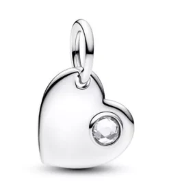Pandora April Engravable Heart Clear Stone Dangle Charm hopeariipus 794295C04