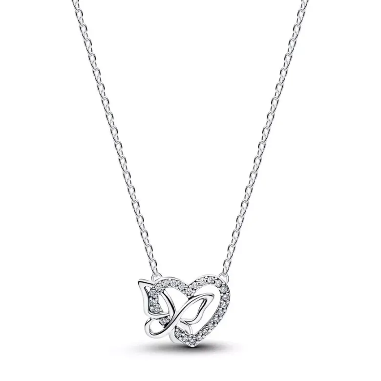 Pandora Heart & Butterfly hopeakaulaketju 394477C01-45