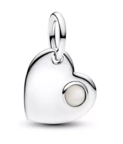 Pandora June Engravable Heart White Stone Dangle Charm hopeariipus 794295C06