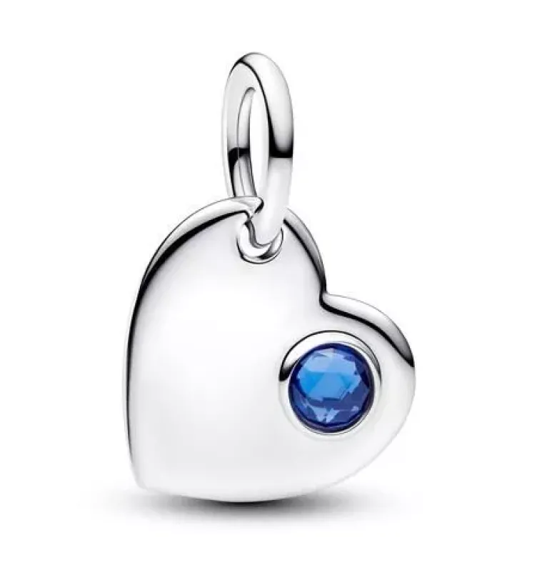 Pandora September Engravable Heart Blue Stone Dangle Charm hopeariipus 794295C09