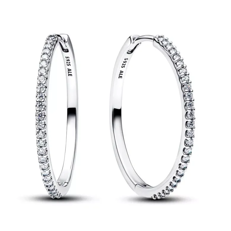 Pandora Sparkling Hoop hopeakorvakorut 294650C01