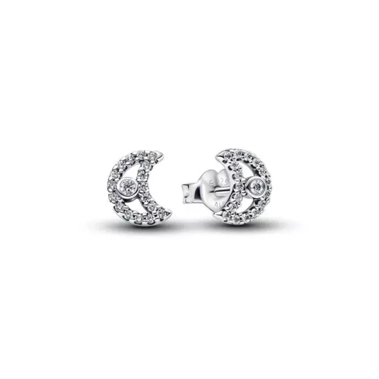 Pandora Sparkling Moon hopeakorvakorut 294257C01