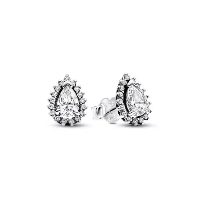 Pandora Sparkling Pear Halo hopeakorvakorut 292834C01