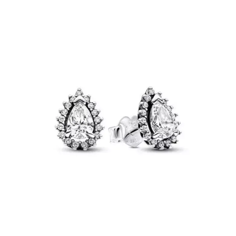 Pandora Sparkling Pear Halo hopeakorvakorut 292834C01