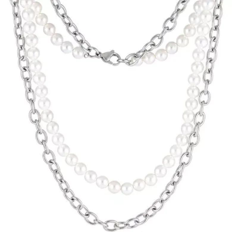 Steel Plus Pearl teräskaulakoru NSS862 SS CHAIN WHITE