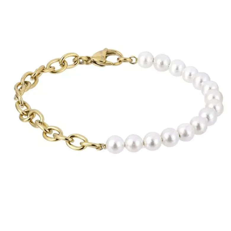 Steel Plus Pearl teräsrannekoru BSS904 GP SS CHAIN WHITE